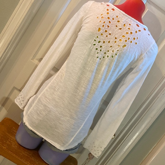 Free People White Embellished Fitted Longsleeve Blouse - Picture 9 of 15